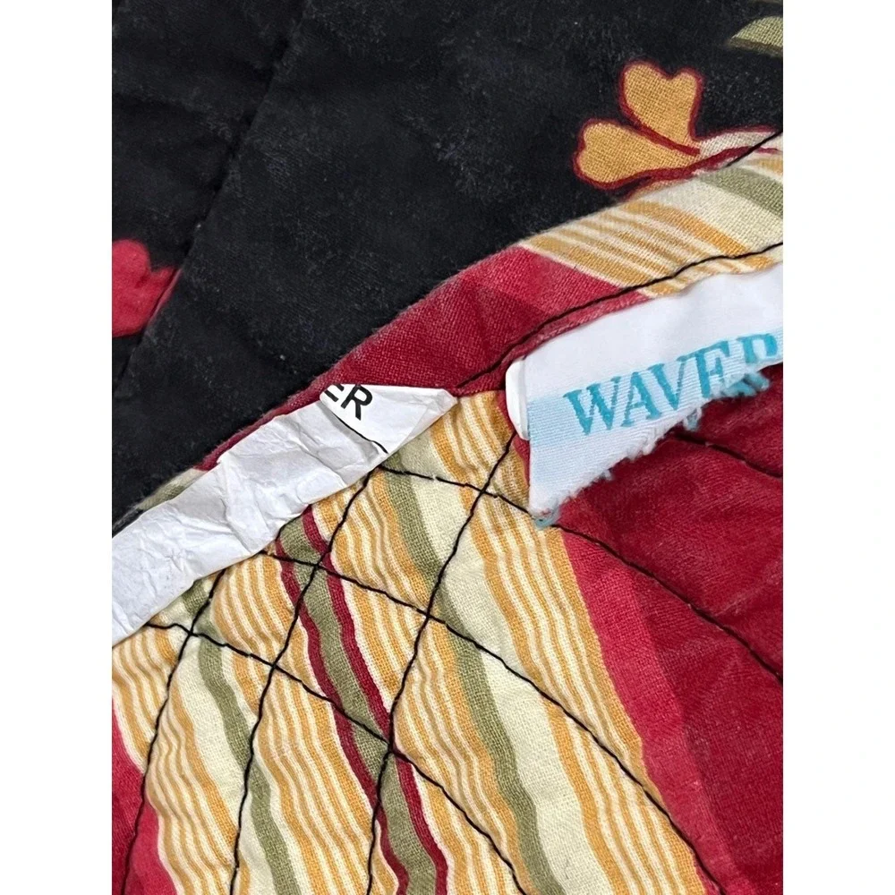 Waverly Floral Bird Quilt Black Cottagecore Bedding Reversible‎ Full Queen 84x88